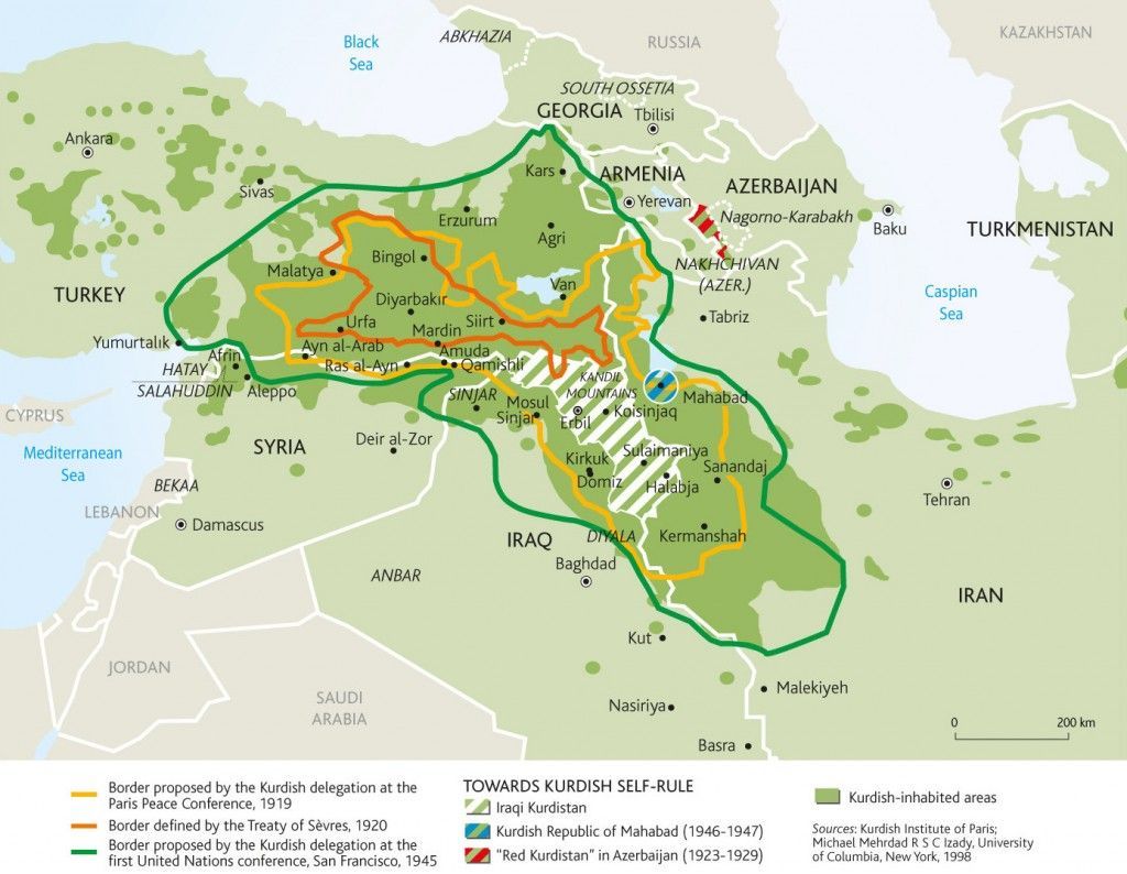 Oriente Medio - Confictos - Historia - Kurdistán y sus fronteras históricas