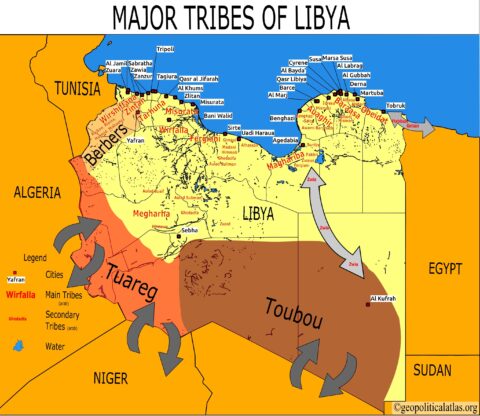 El mapa tribal libio, fundamental para entender el país.
