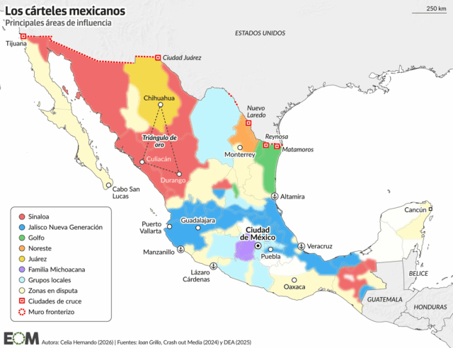 Zonas de influencia de los carteles mexicanos