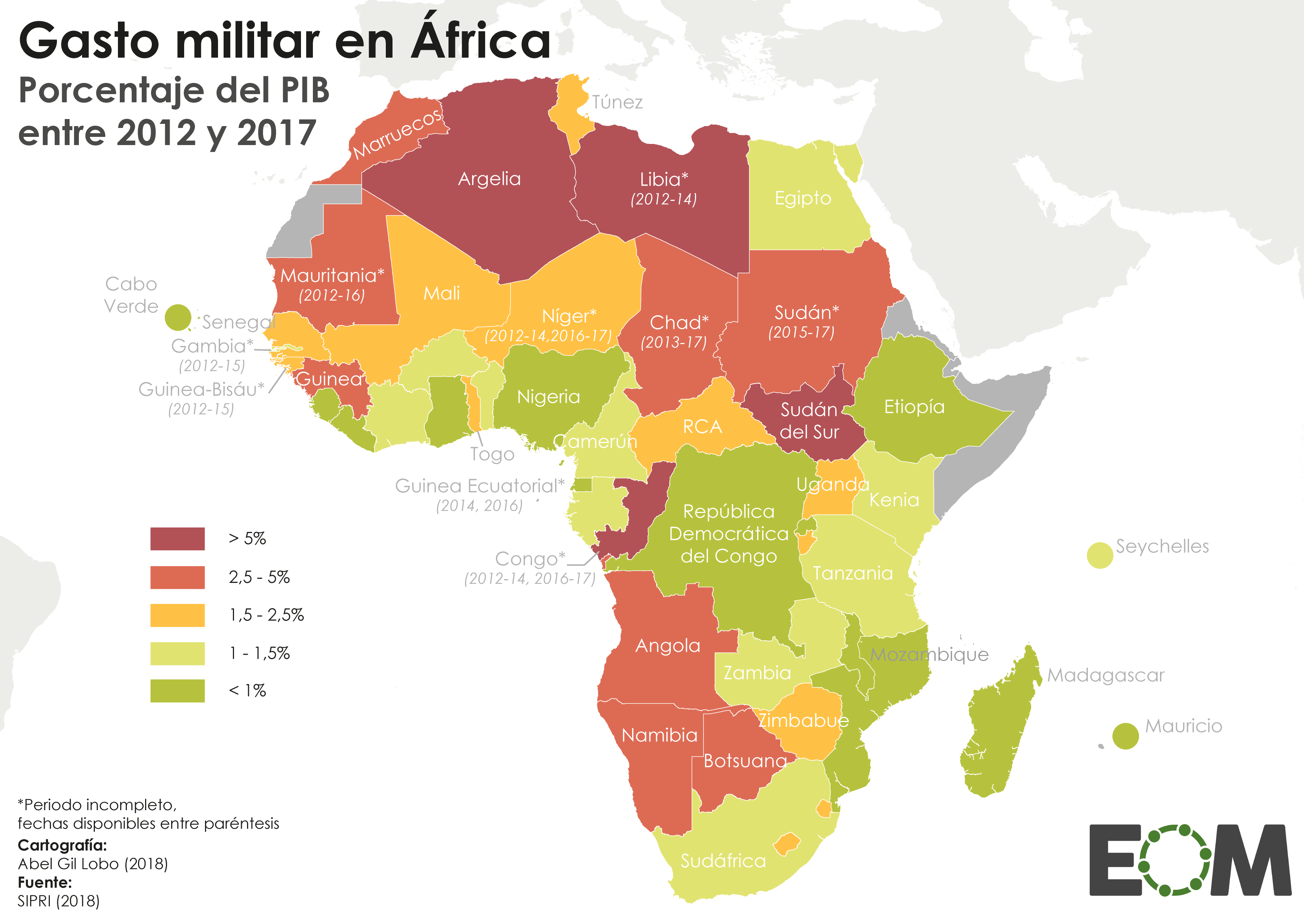 El gasto militar en África Mapas de El Orden Mundial EOM