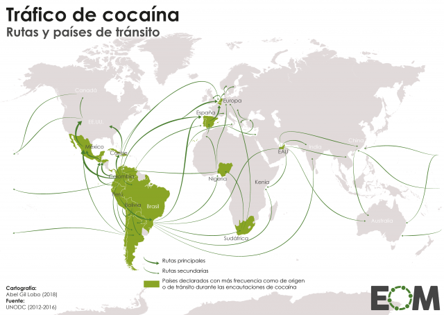 Las rutas de la cocaína en el mundo
