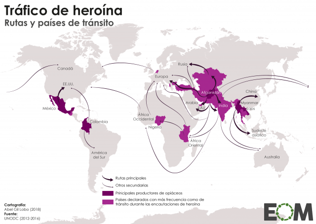 Las rutas de la heroína en el mundo