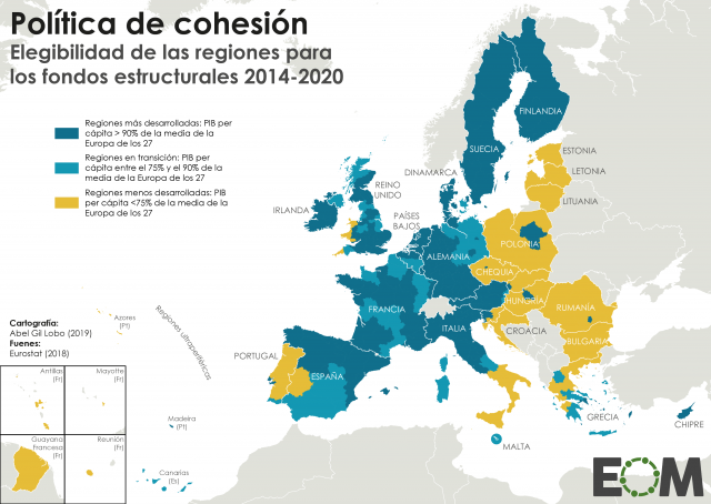 ¿Qué nivel de riqueza tienen las regiones de la Unión Europea?