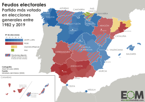 Mapa feudos electorales elecciones en España