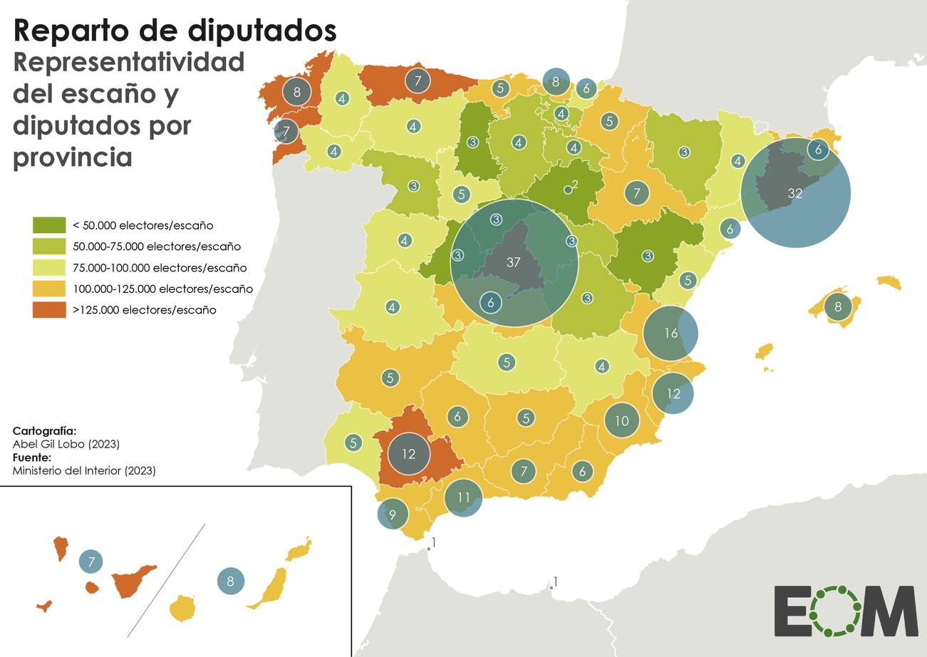 Reparto de diputados en España elecciones