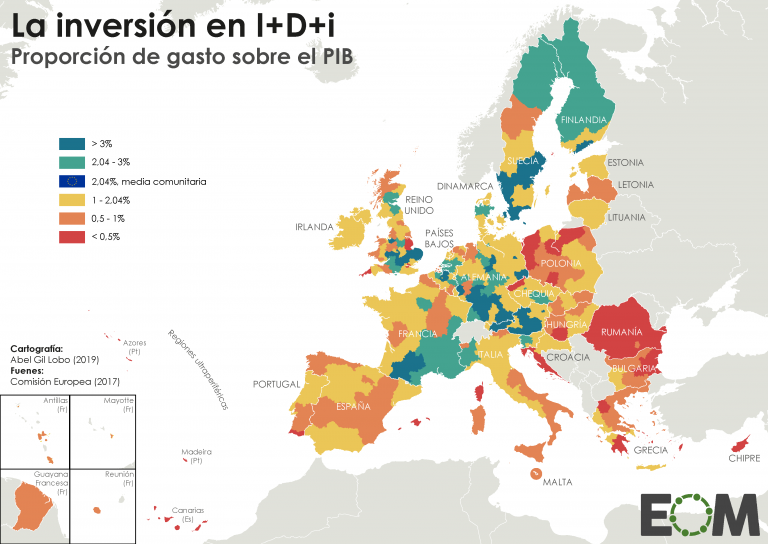 El I+D en la Unión Europea - Mapas de El Orden Mundial - EOM
