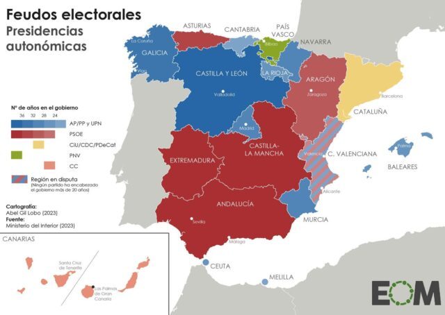 El mapa de las elecciones autonómicas en España