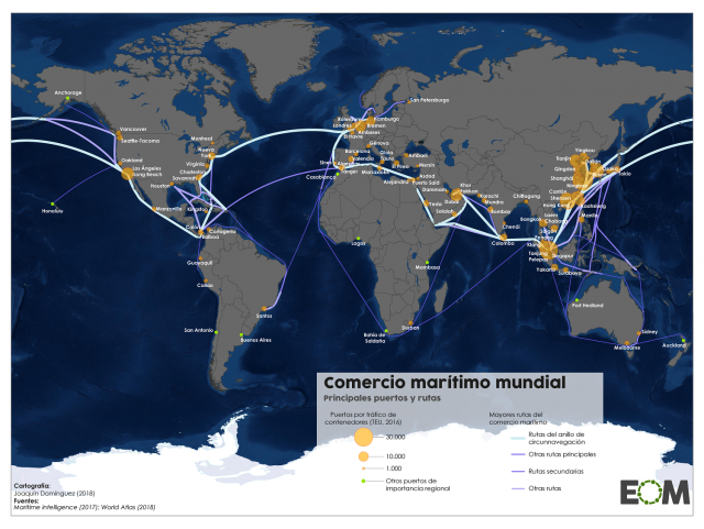 Las principales rutas comerciales marítimas del mundo