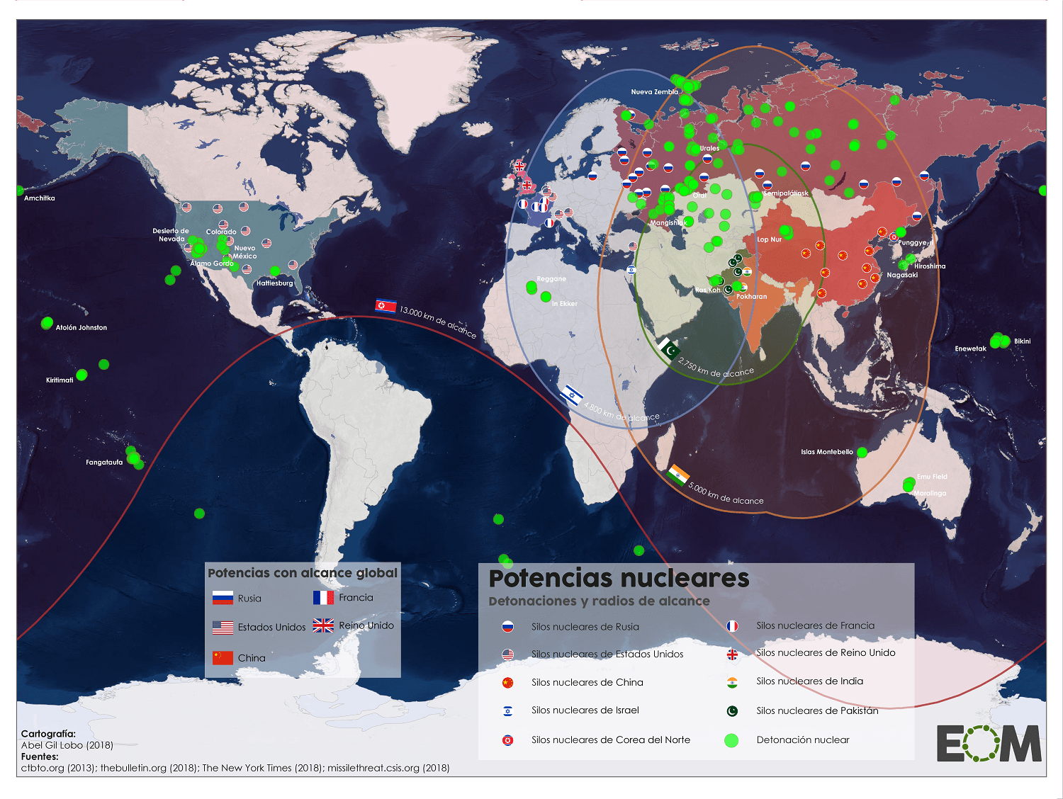Las potencias con armas nucleares - Mapas de El Orden Mundial - EOM