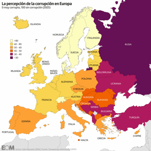 El mapa de la corrupción en Europa