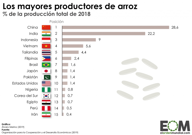 Los países que más arroz producen