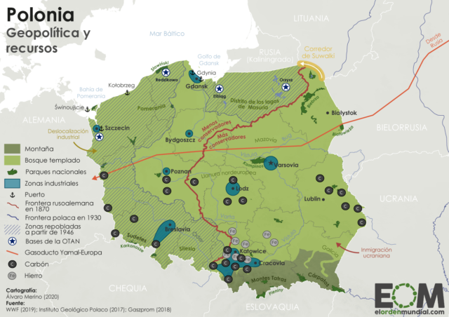 Mapa de la geopolítica de Polonia