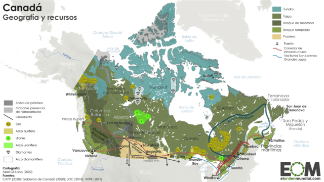Mapa de la geopolítica de Canadá