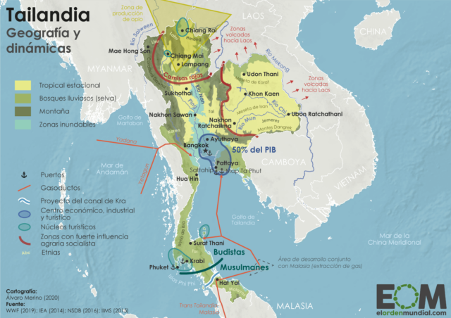 Mapa de la geopolítica de Tailandia