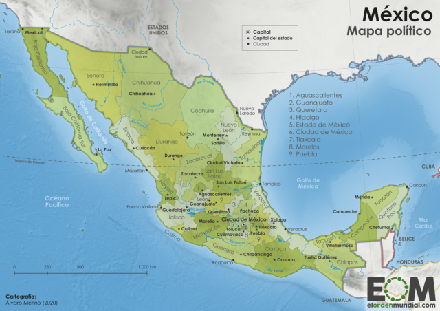 El mapa político de México