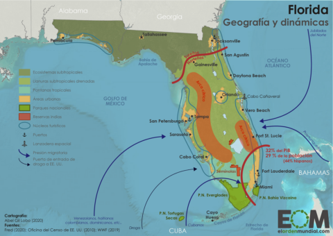 El mapa de la geopolítica de Florida