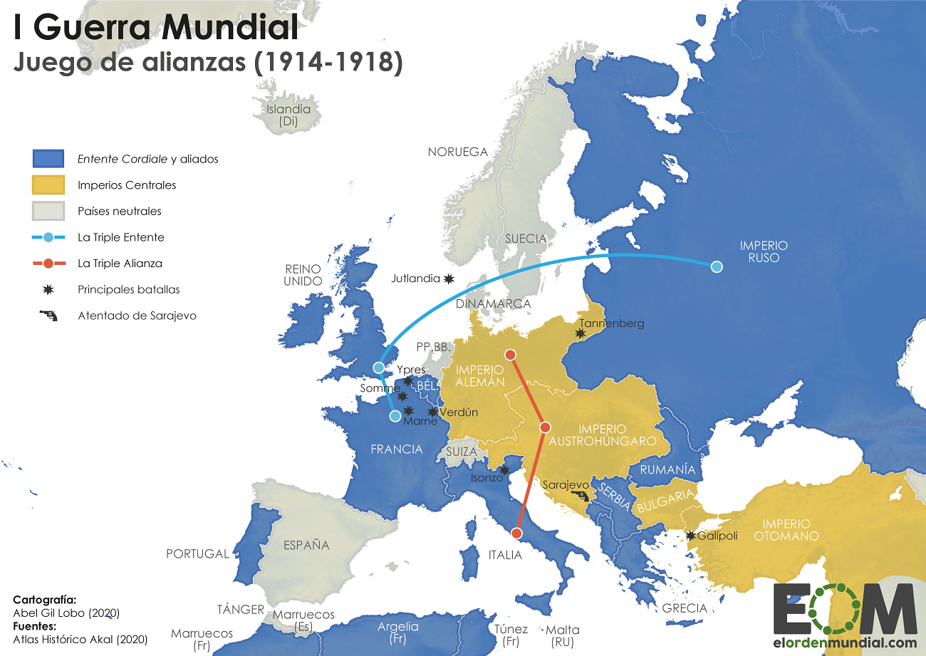Mapa Del Mundo De La Primera Guerra Mundial La Primera Guerra Mundial