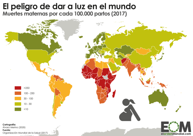 Muertes de madres en el parto o dando a luz en el mundo