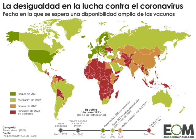 El mapa de la vacunación contra el coronavirus en el mundo