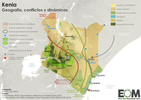 El mapa de la geopolítica de Kenia