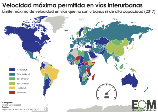 El límite de velocidad en vías interurbanas