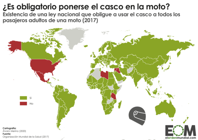 ¿Dónde es obligatorio llevar casco en la moto?