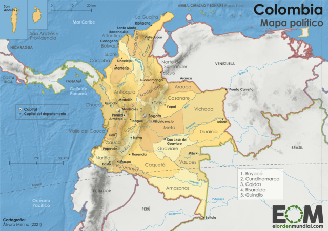 El mapa político de Colombia