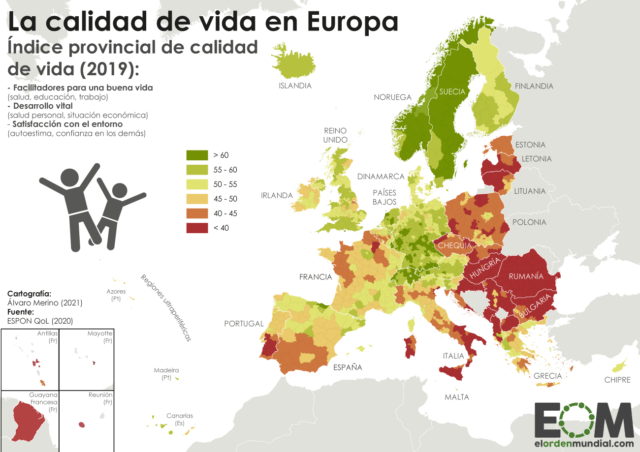 El mapa de la calidad de vida en Europa
