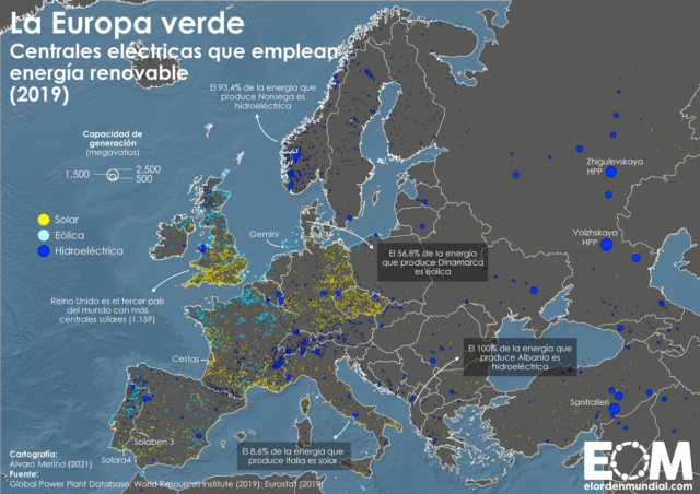 El mapa de la energía renovable en Europa