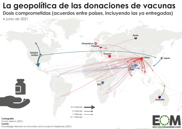 Mapa de las donaciones de vacunas contra la covid