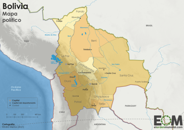 El mapa político de Bolivia