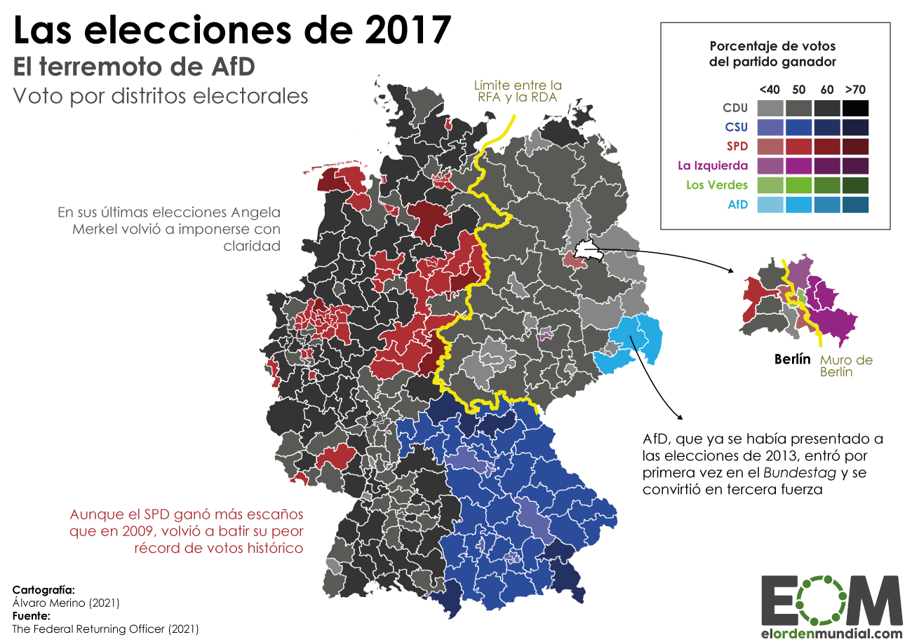 Voto por distritos Alemania en 2017