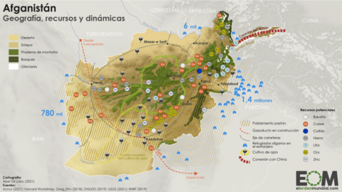 El mapa de la geopolítica de Afganistán