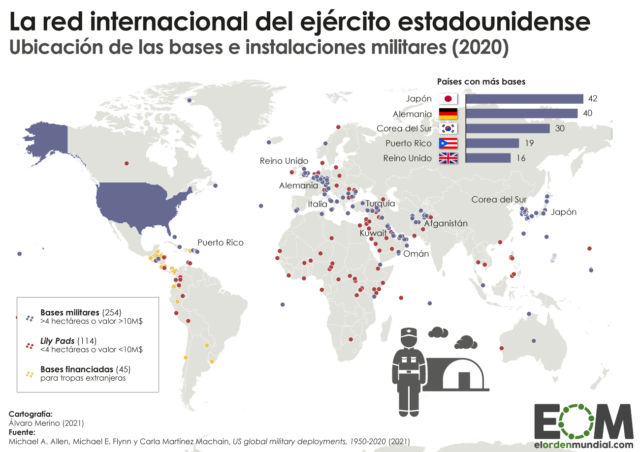 La ubicación de las bases militares de Estados Unidos