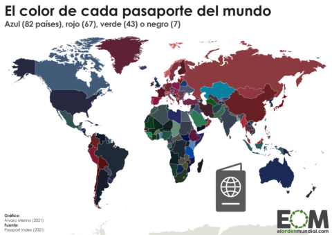 Mapa colores pasaportes mundo