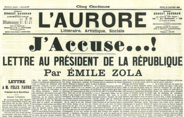 13 de enero de 1898: Émile Zola publica J’accuse!, su famoso discurso contra el antisemitismo