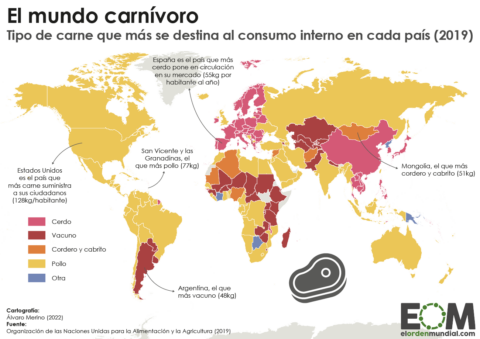 Mapa carne mundo