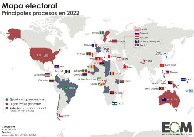 El mapa electoral del mundo en 2022
