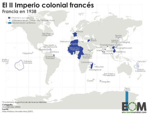 Mapa del imperio colonial francés