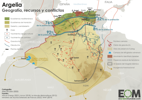 El mapa de la geopolítica de Argelia