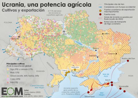 El mapa agrícola de Ucrania, el granero de Europa