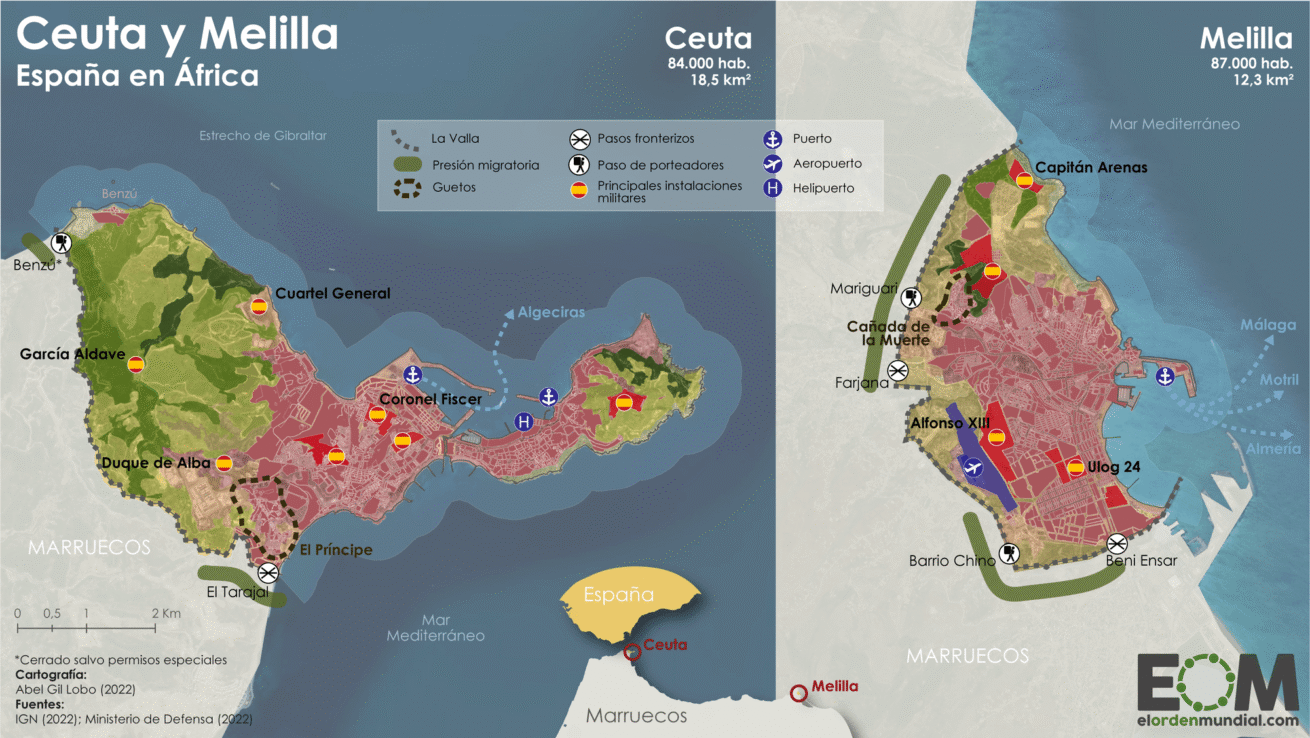 Mapa de Ceuta y Melilla nuevo