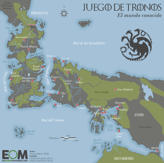 El mapa de Juego de Tronos