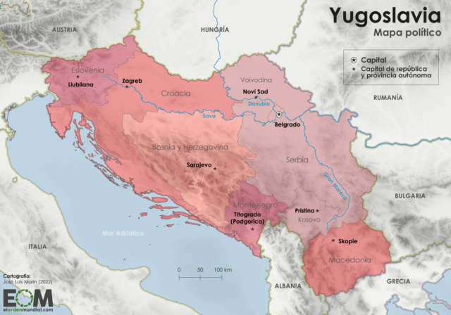 El mapa de Yugoslavia