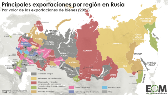 El mapa de las exportaciones de Rusia