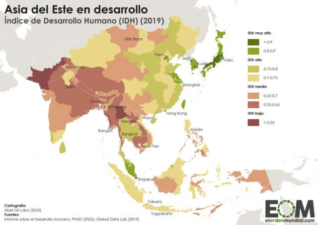 El mapa del desarrollo en Asia oriental