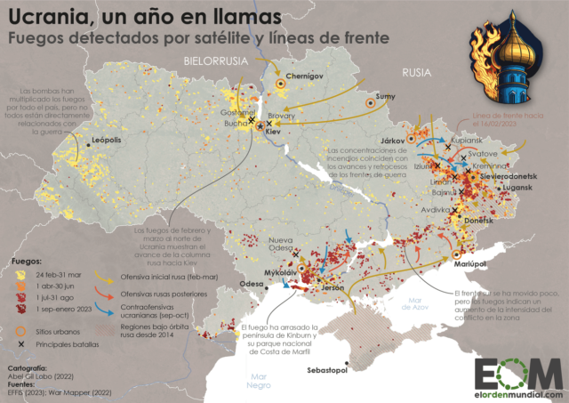 Fuegos e incendios en Ucrania