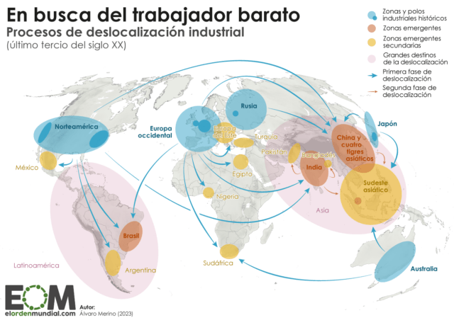 El mapa de la deslocalización industrial durante el siglo XX