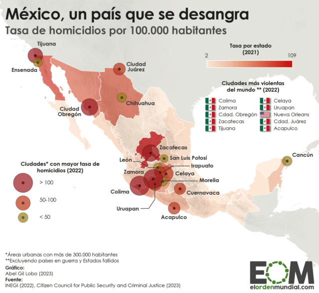El mapa de la violencia en México