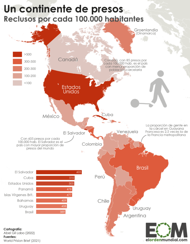 El mapa de la población carcelaria en América